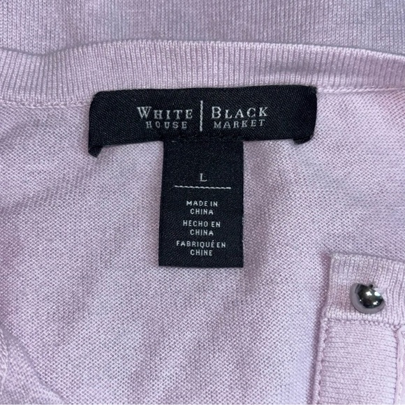 WHBM Lavender Cashmere Blend Cardigan Sweater Silver Buttons Size L - Picture 7 of 8